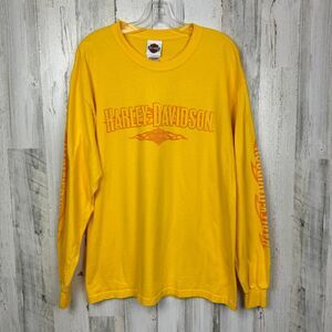 Harley Davidson men’s Y2K 2007 Yellow Long Sleeve Shirt L like new